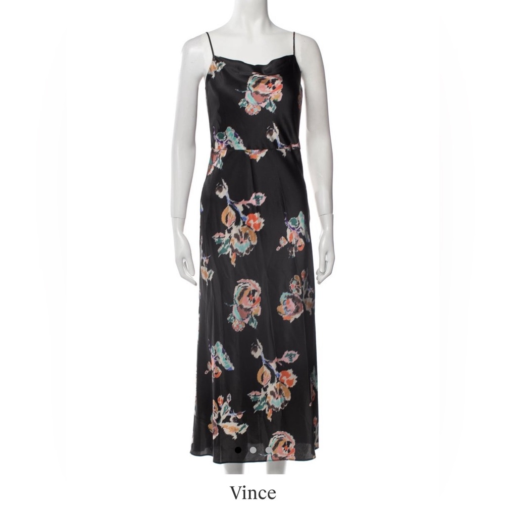 Vince Satin Floral Dress